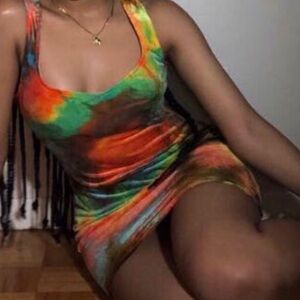 Colorful Tie-Dye Sleeveless Ibiza dress